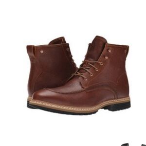 Timberland Men's West Haven 6IN Waterproof Moc Toe leather Boots brown cognac